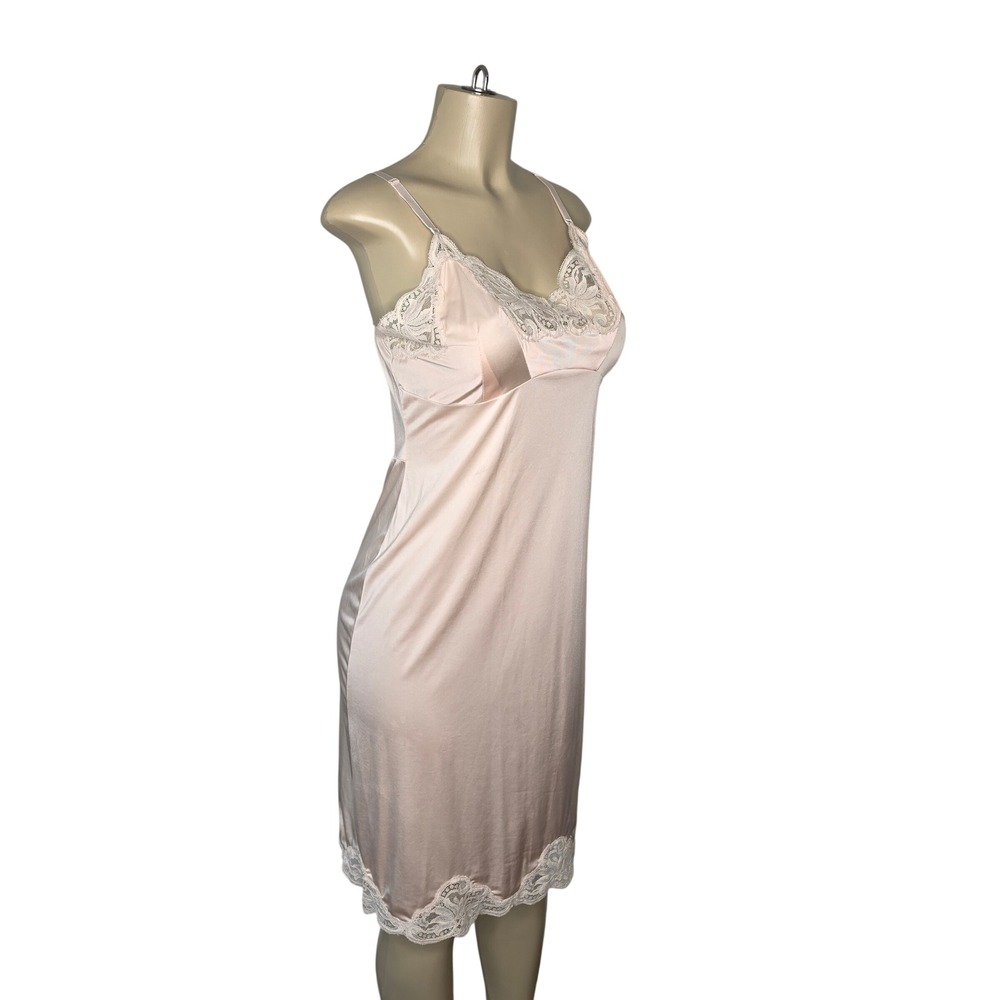 Wonder Maid Full Slip Womens 34 Pink Vintage Lace Trim Antron Nylon Coquette